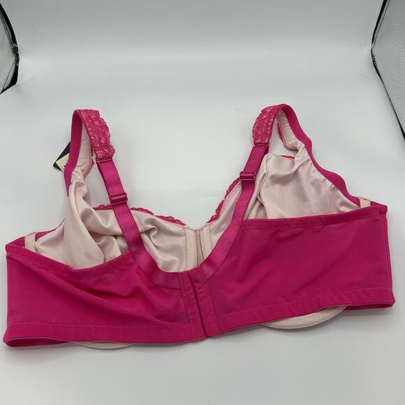 Cacique Bra 44DD NWT Bold Lace Full Coverage Underwire Pink Plus Lane Bryant - Picture 3 of 14